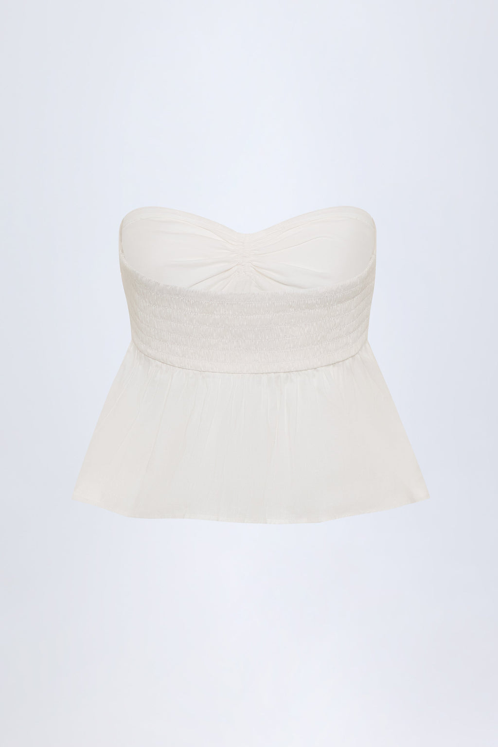 Chic Tie-Front Strapless Cotton-Poplin Crop Top in White