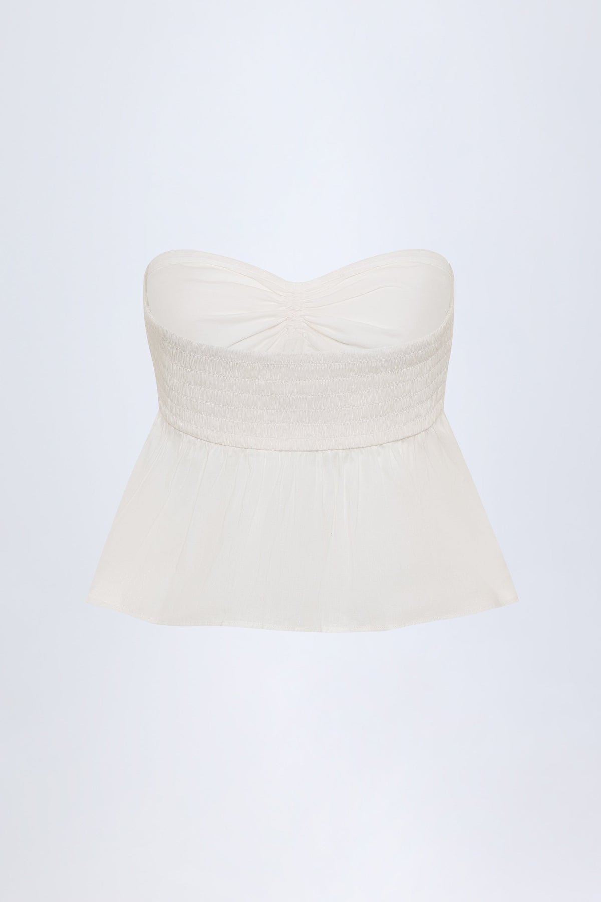 Chic Tie-Front Strapless Cotton-Poplin Crop Top in White