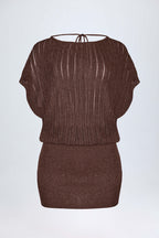 Chic Backless Batwing Mini Dress in Bronze
