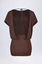 Chic Backless Batwing Mini Dress in Bronze