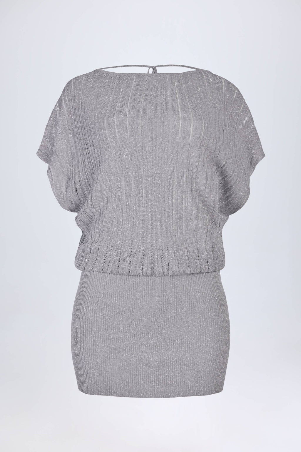 Chic Backless Batwing Mini Dress in Silver