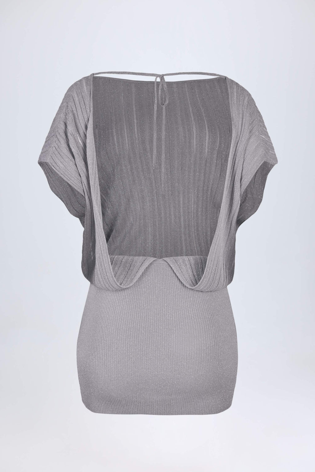 Chic Backless Batwing Mini Dress in Silver