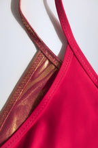 Chic Metallic Layered Swimsuit in Fuchsia