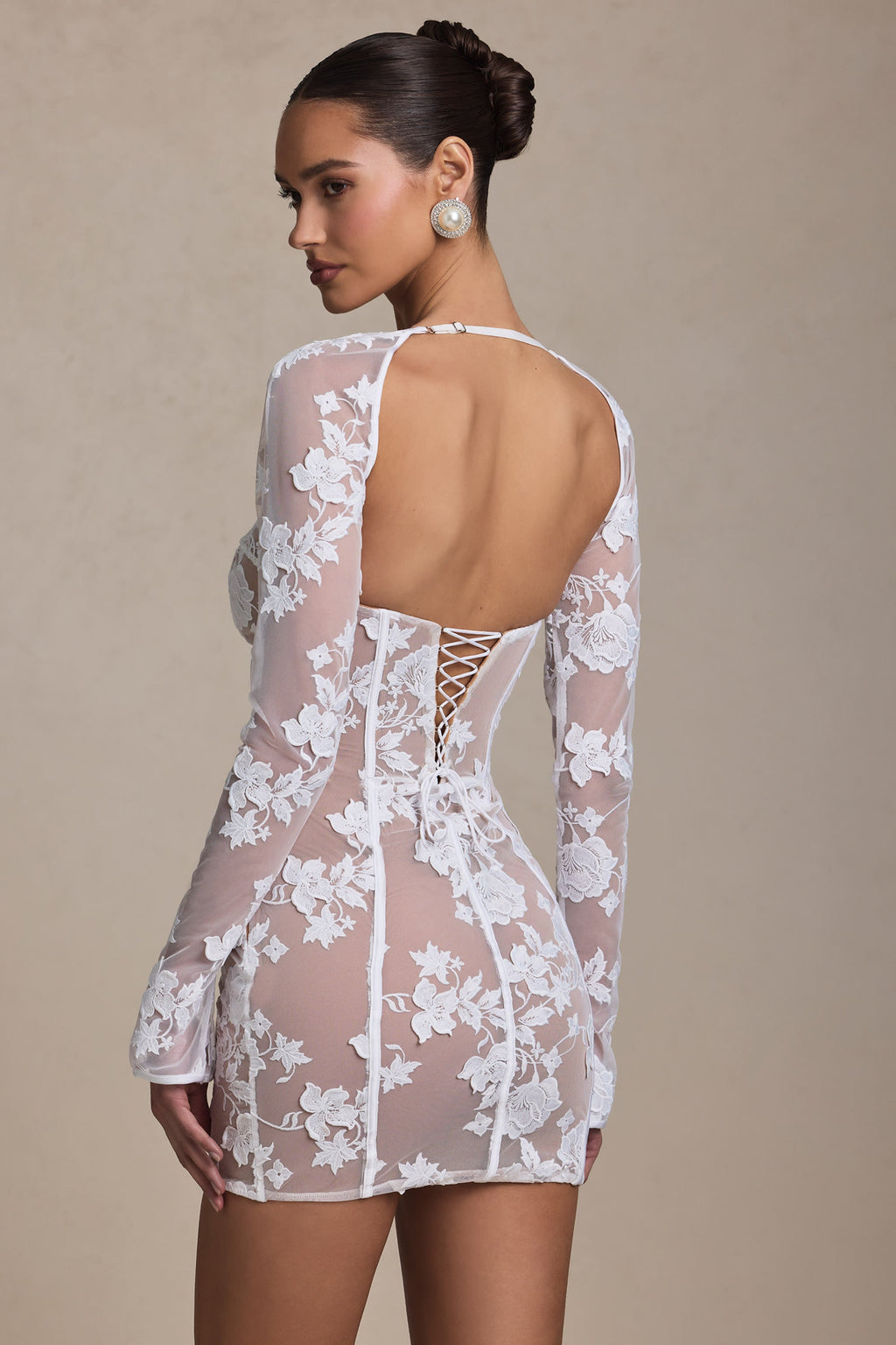 Chic Lace-Detail Corset Mini Dress in White