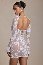 Chic Lace-Detail Corset Mini Dress in White