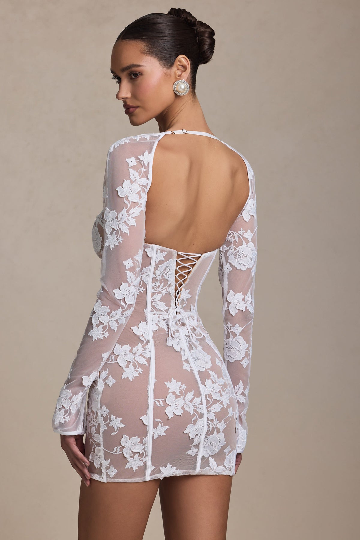 Chic Lace-Detail Corset Mini Dress in White