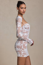 Chic Lace-Detail Corset Mini Dress in White