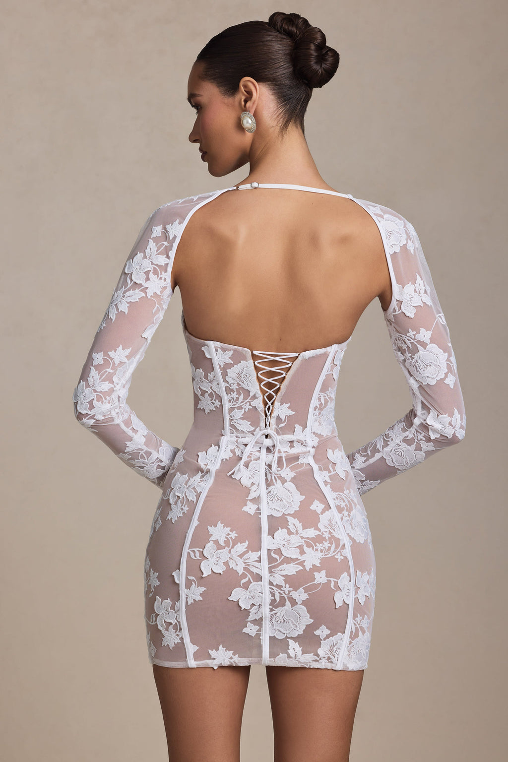Chic Lace-Detail Corset Mini Dress in White