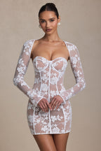 Chic Lace-Detail Corset Mini Dress in White