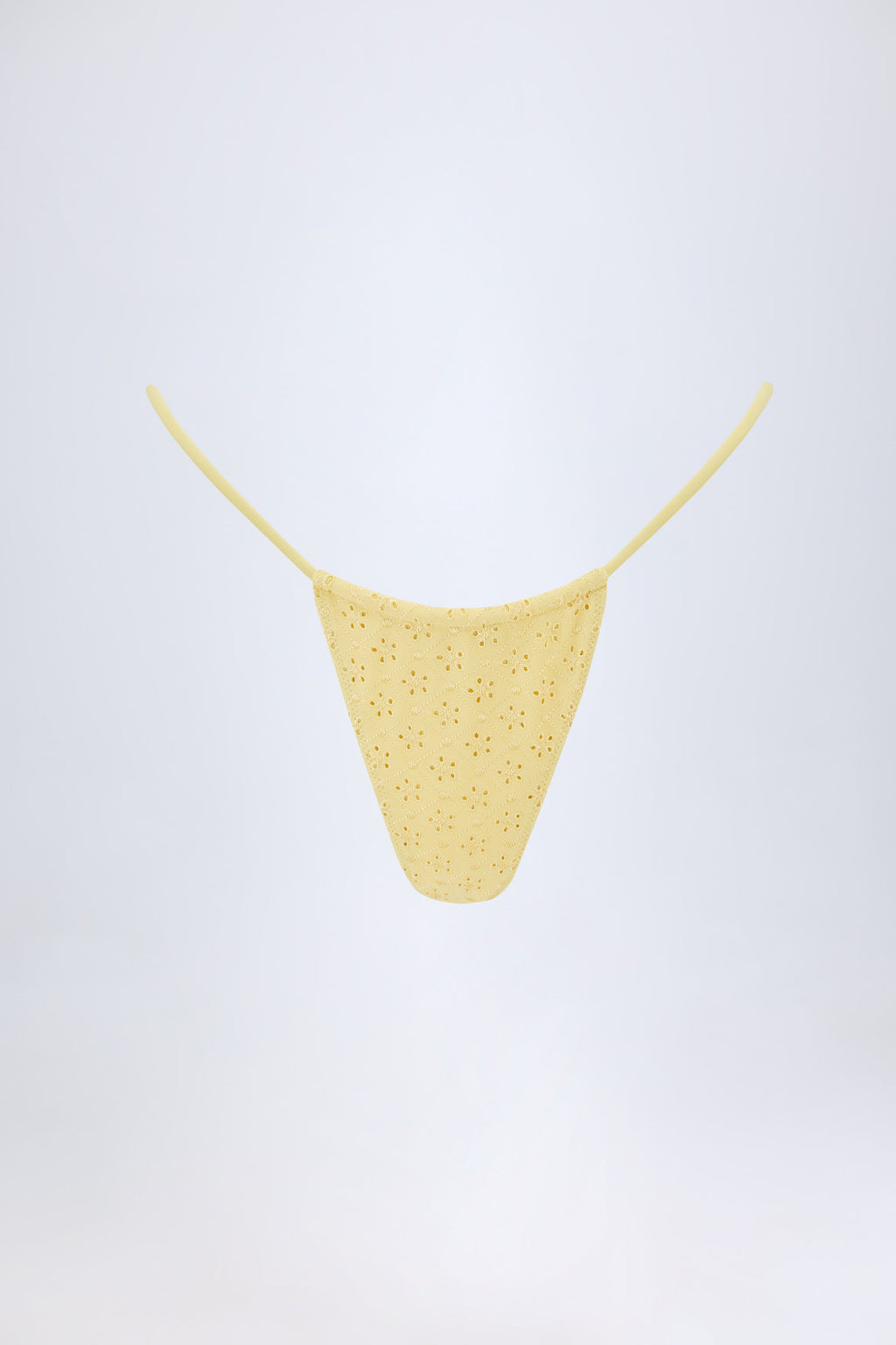 Chic Broderie Anglaise Drawstring Bikini Bottoms in Lemon Yellow