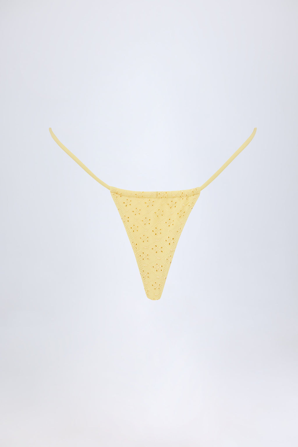 Chic Broderie Anglaise Drawstring Bikini Bottoms in Lemon Yellow
