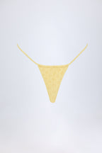 Chic Broderie Anglaise Drawstring Bikini Bottoms in Lemon Yellow