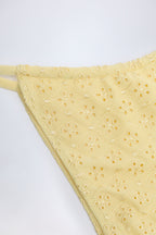 Chic Broderie Anglaise Drawstring Bikini Bottoms in Lemon Yellow