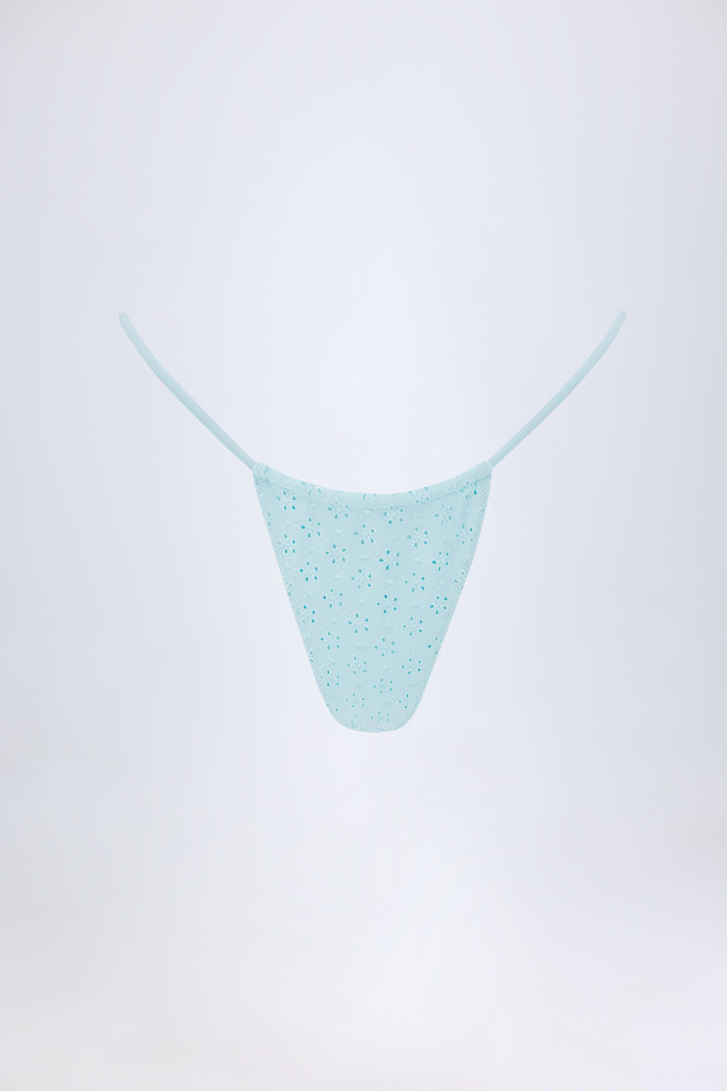Chic Broderie Anglaise Drawstring Bikini Bottoms in Powder Blue