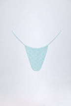 Chic Broderie Anglaise Drawstring Bikini Bottoms in Powder Blue