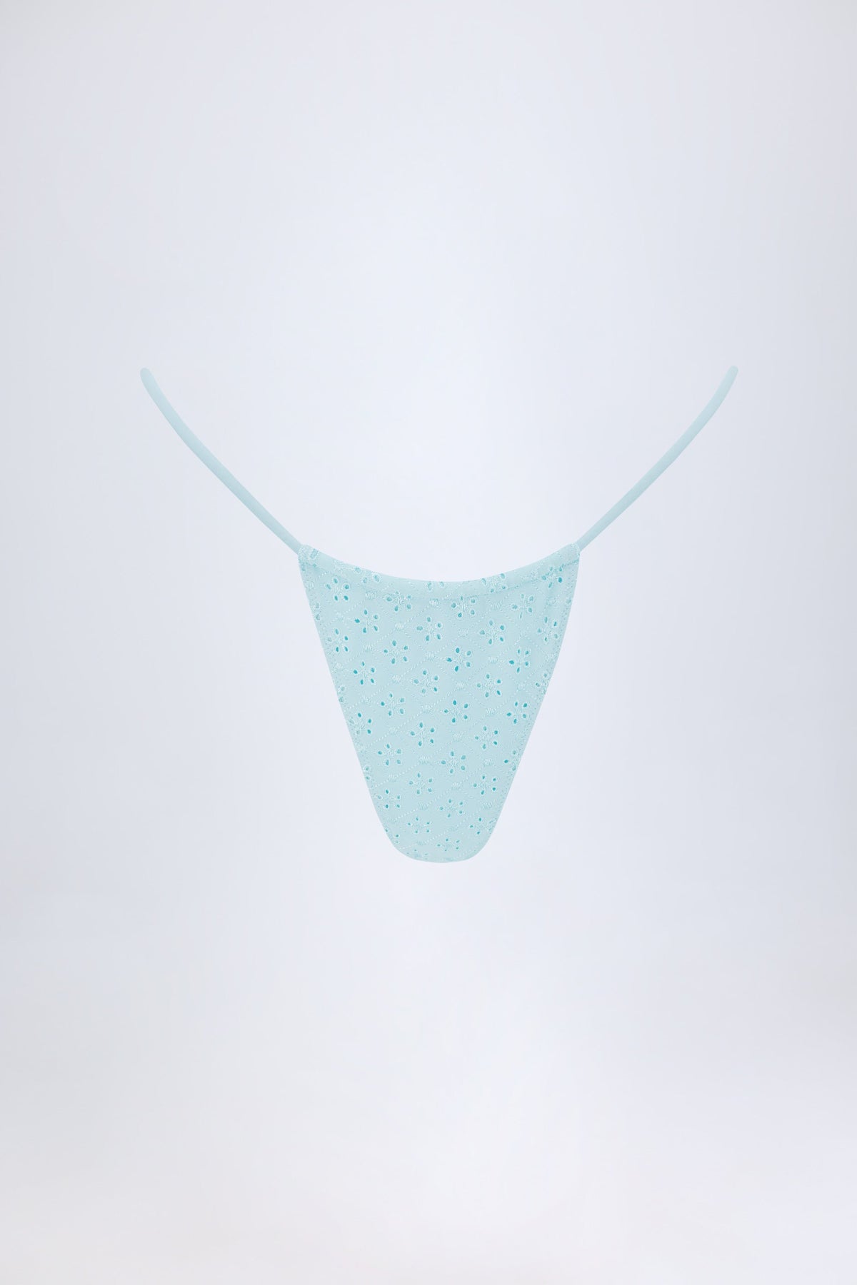 Chic Broderie Anglaise Drawstring Bikini Bottoms in Powder Blue