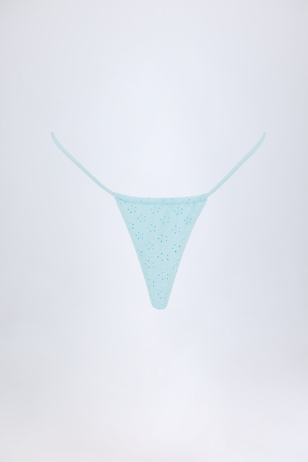 Chic Broderie Anglaise Drawstring Bikini Bottoms in Powder Blue
