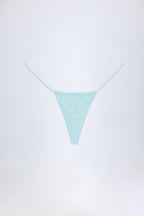 Chic Broderie Anglaise Drawstring Bikini Bottoms in Powder Blue