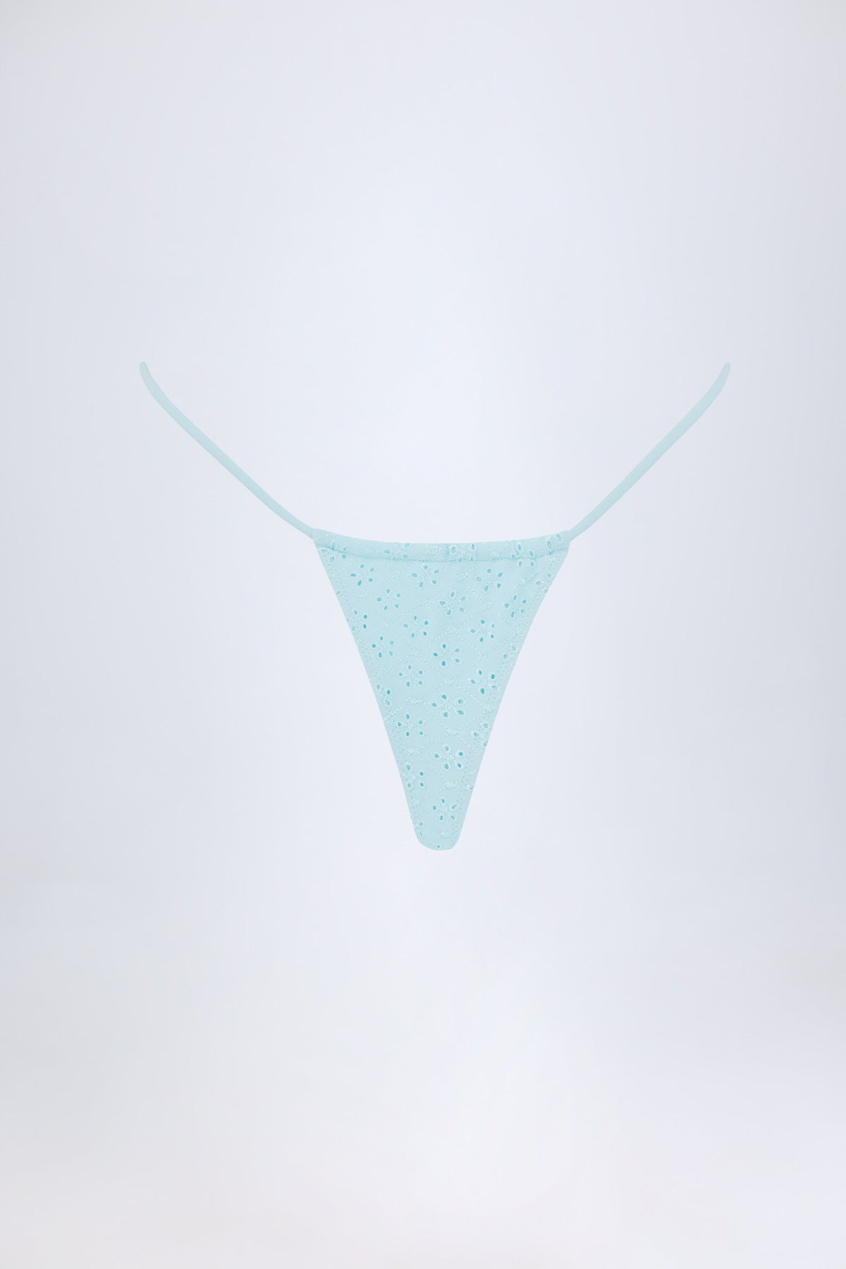 Chic Broderie Anglaise Drawstring Bikini Bottoms in Powder Blue