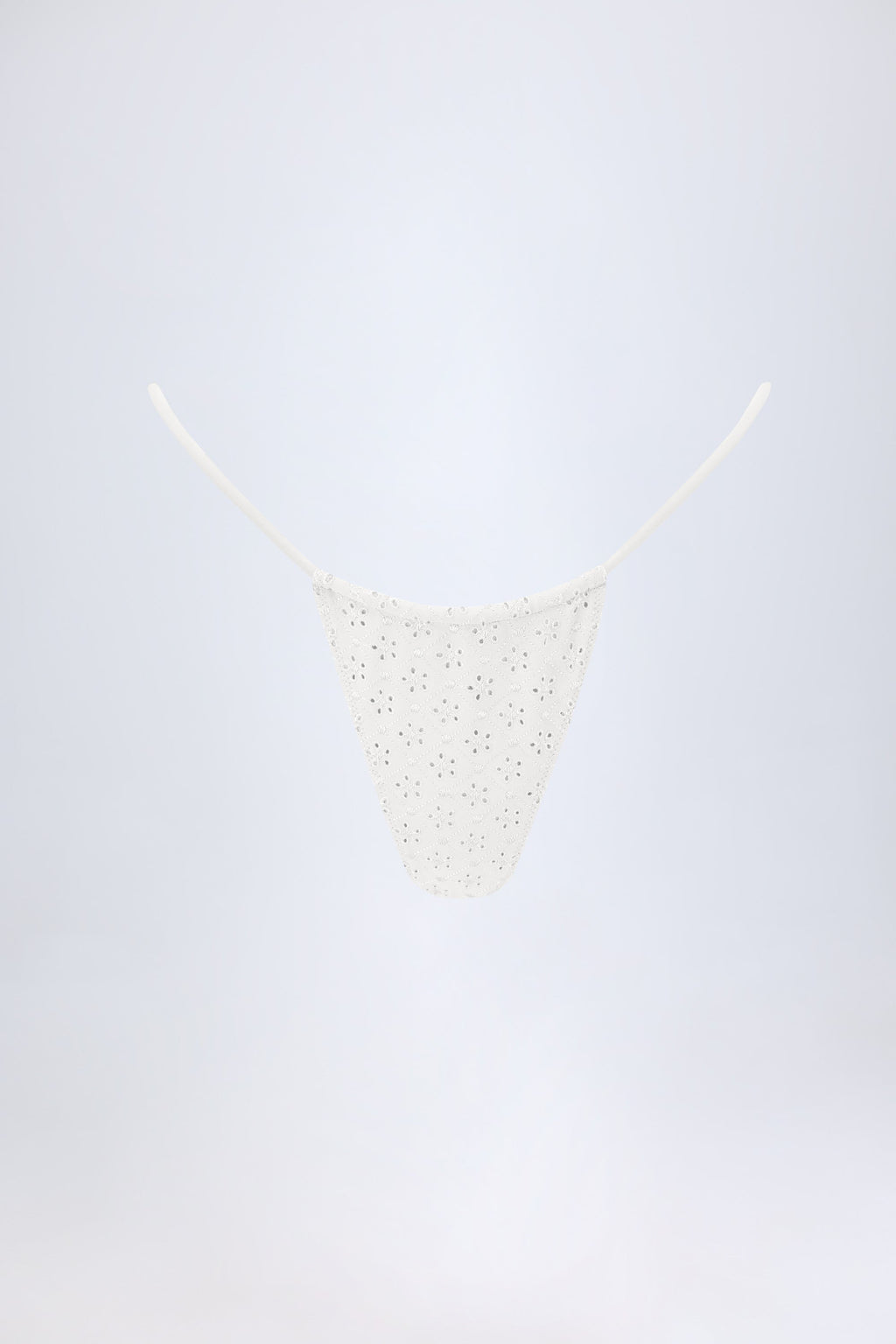 Chic Broderie Anglaise Drawstring Bikini Bottoms in White