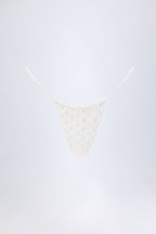 Chic Broderie Anglaise Drawstring Bikini Bottoms in White