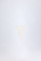 Chic Broderie Anglaise Drawstring Bikini Bottoms in White