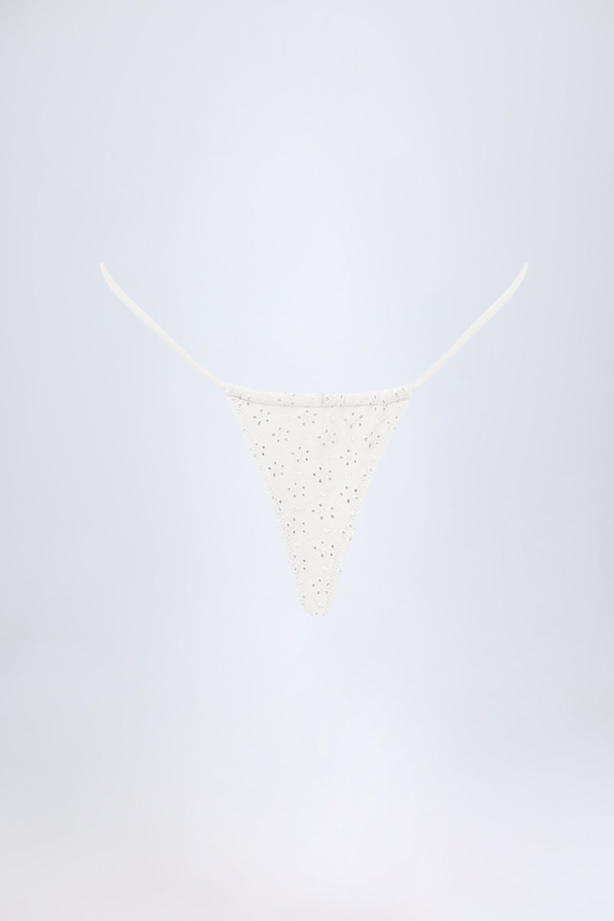 Chic Broderie Anglaise Drawstring Bikini Bottoms in White