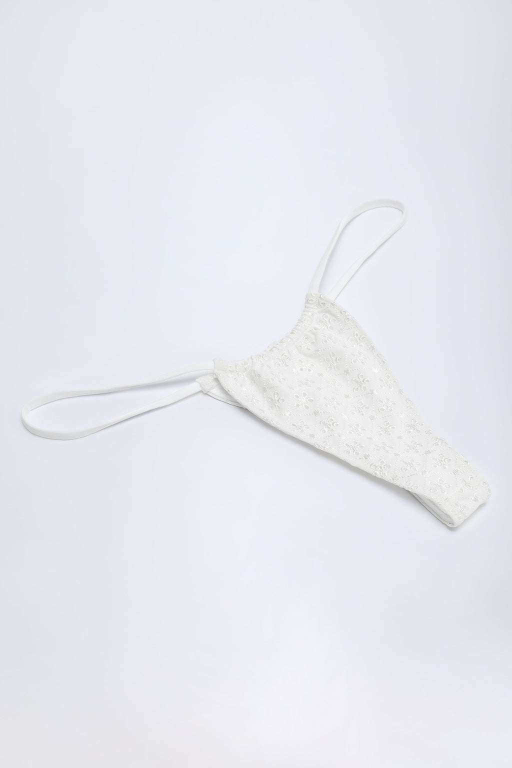 Chic Broderie Anglaise Drawstring Bikini Bottoms in White