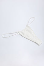 Chic Broderie Anglaise Drawstring Bikini Bottoms in White