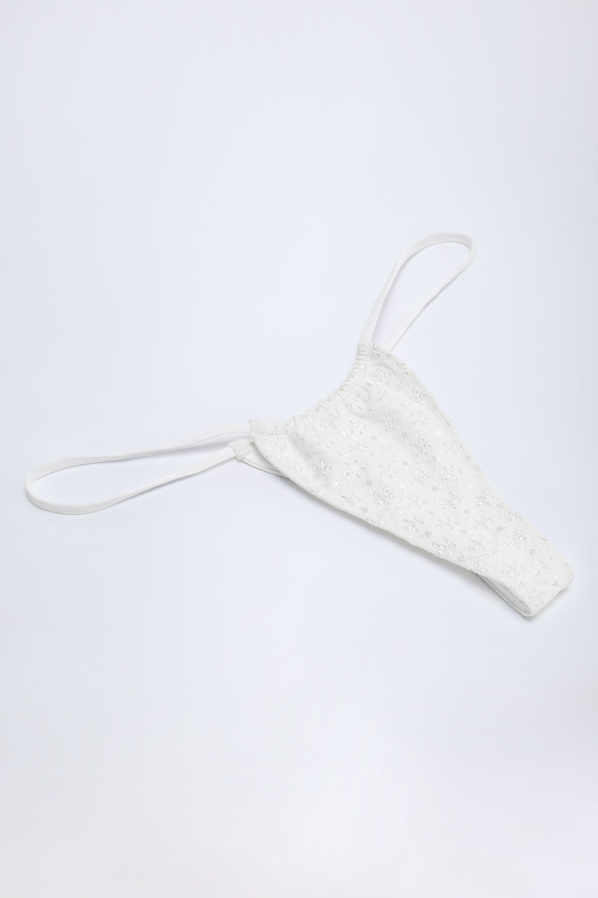 Chic Broderie Anglaise Drawstring Bikini Bottoms in White