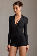 Chic Long-Sleeve Playsuit in Black