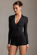 Chic Long-Sleeve Playsuit in Black