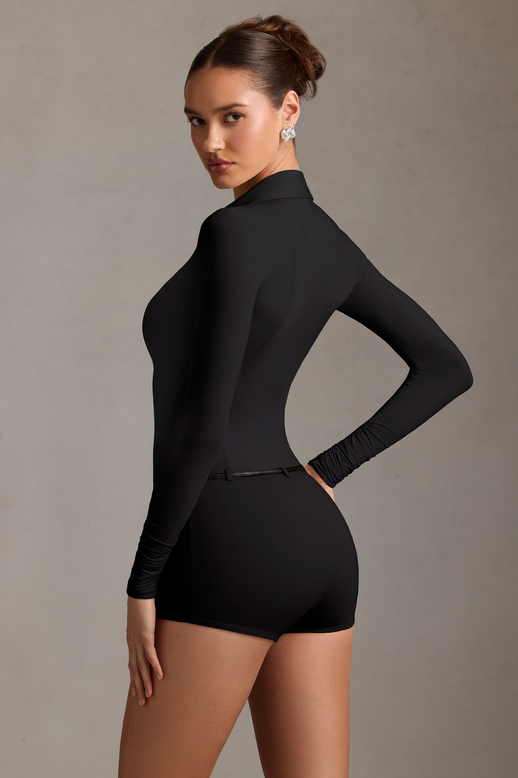 Chic Long-Sleeve Playsuit in Black