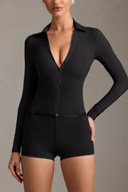 Chic Long-Sleeve Playsuit in Black