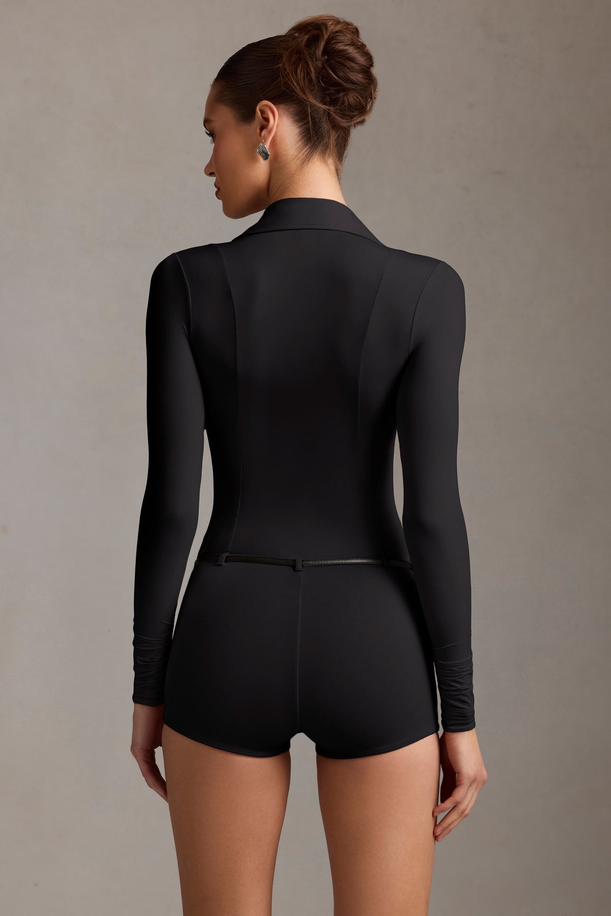 Chic Long-Sleeve Playsuit in Black