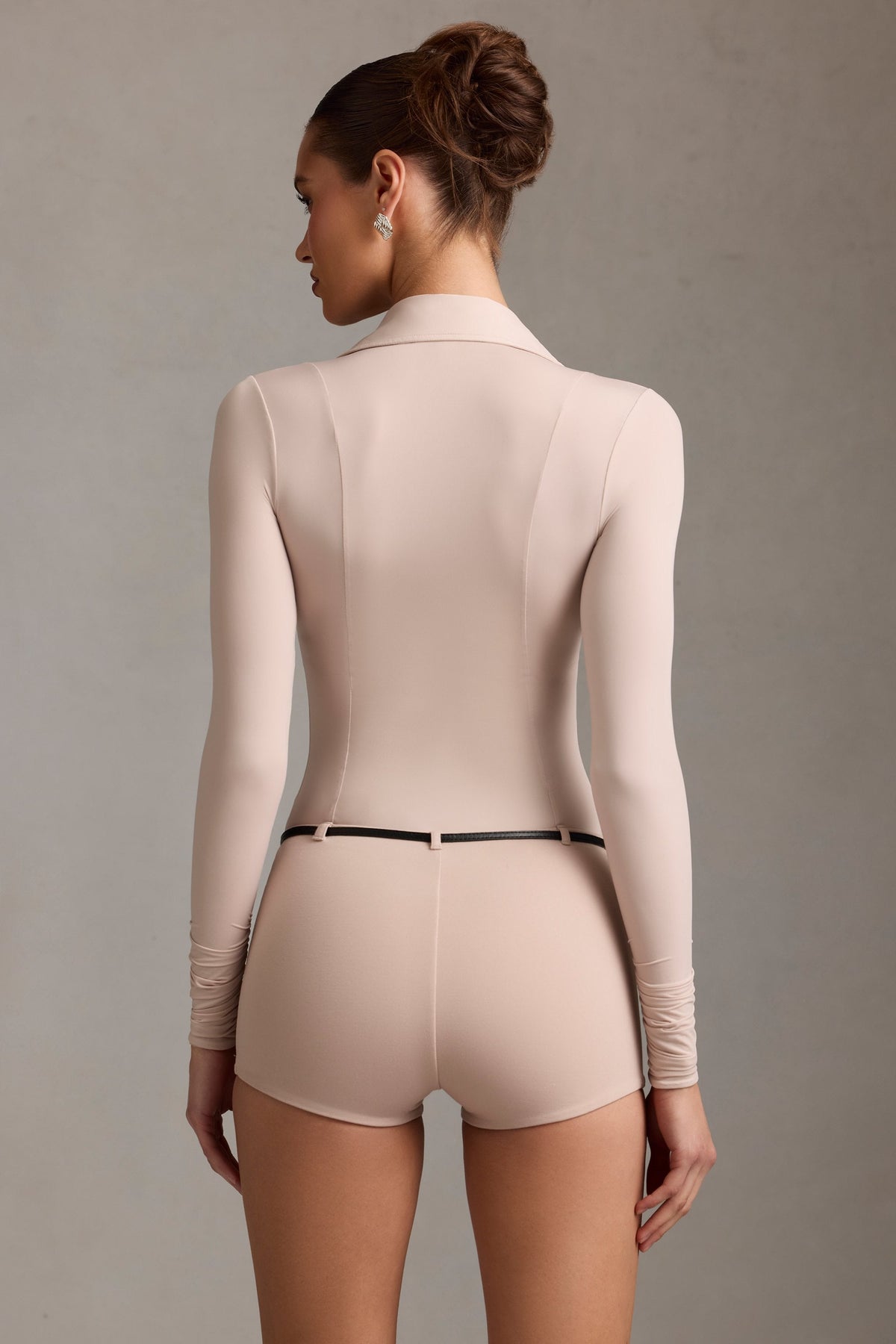Chic Long-Sleeve Playsuit in Mushroom