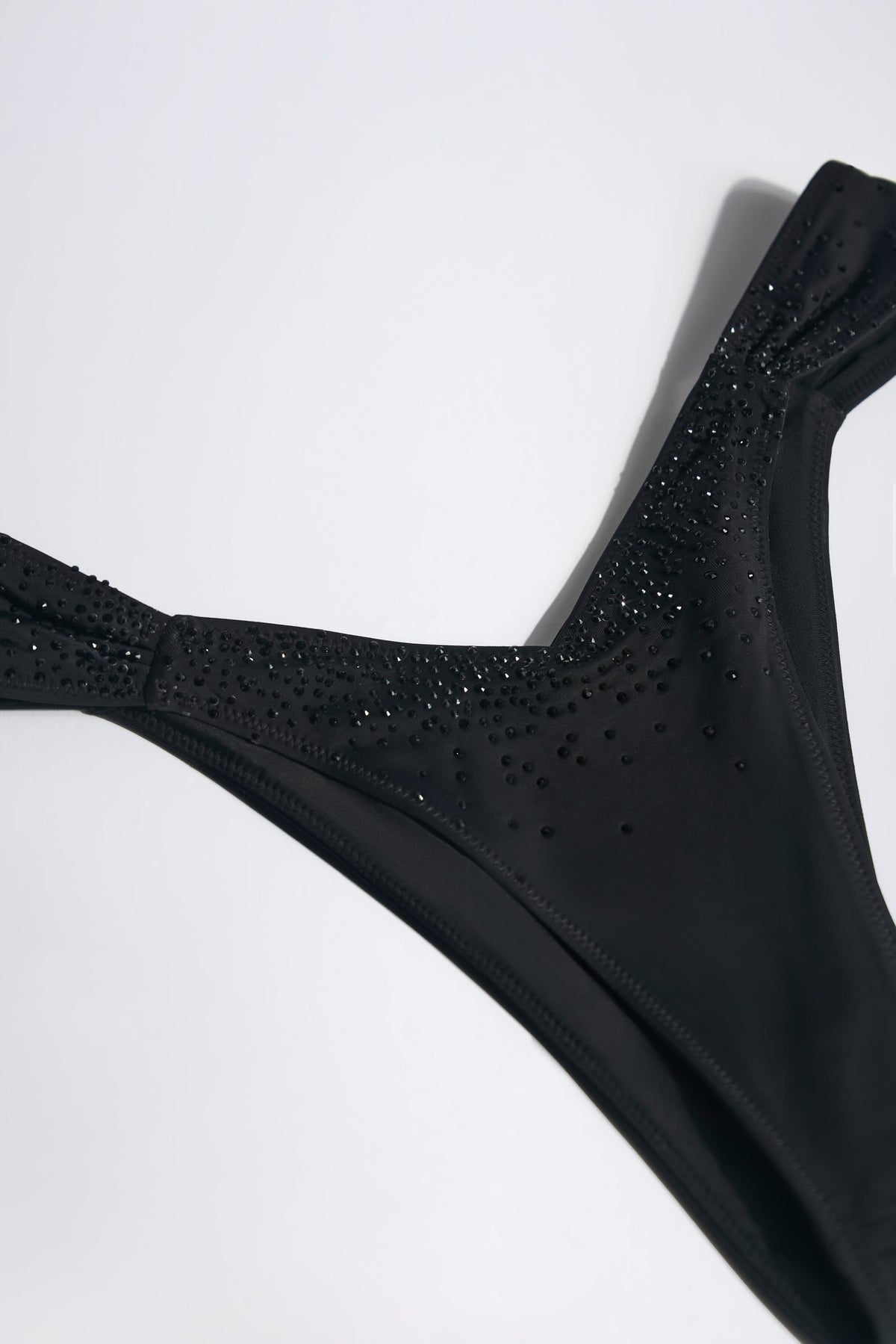 Chic Embellished Ruched Cheeky Bikini Bottoms in Black