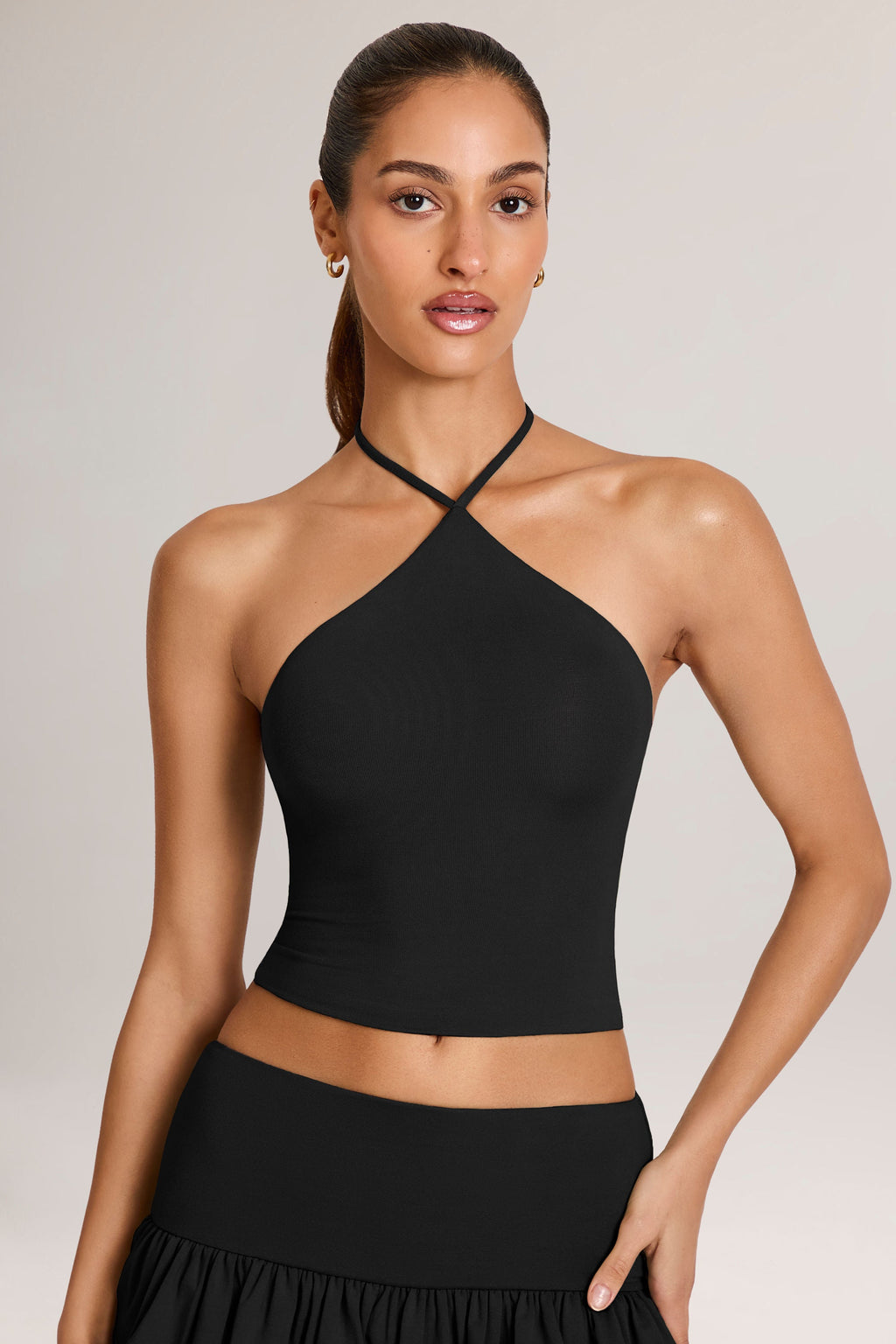 Chic Modal Halterneck Top in Black
