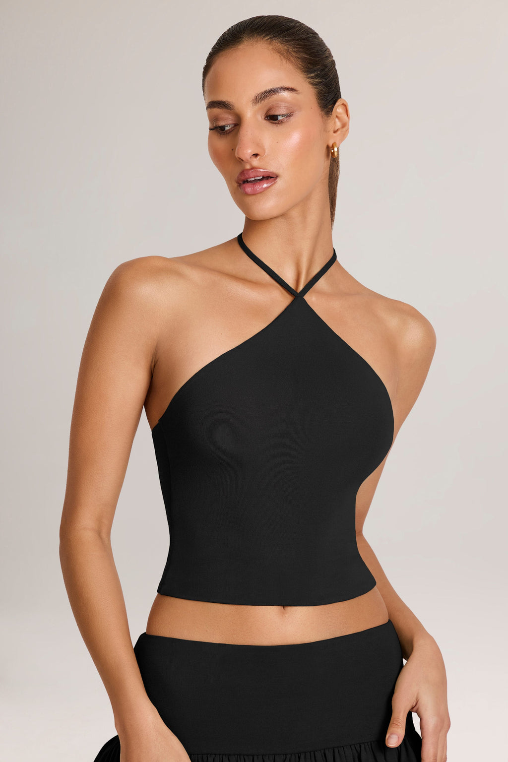 Chic Modal Halterneck Top in Black