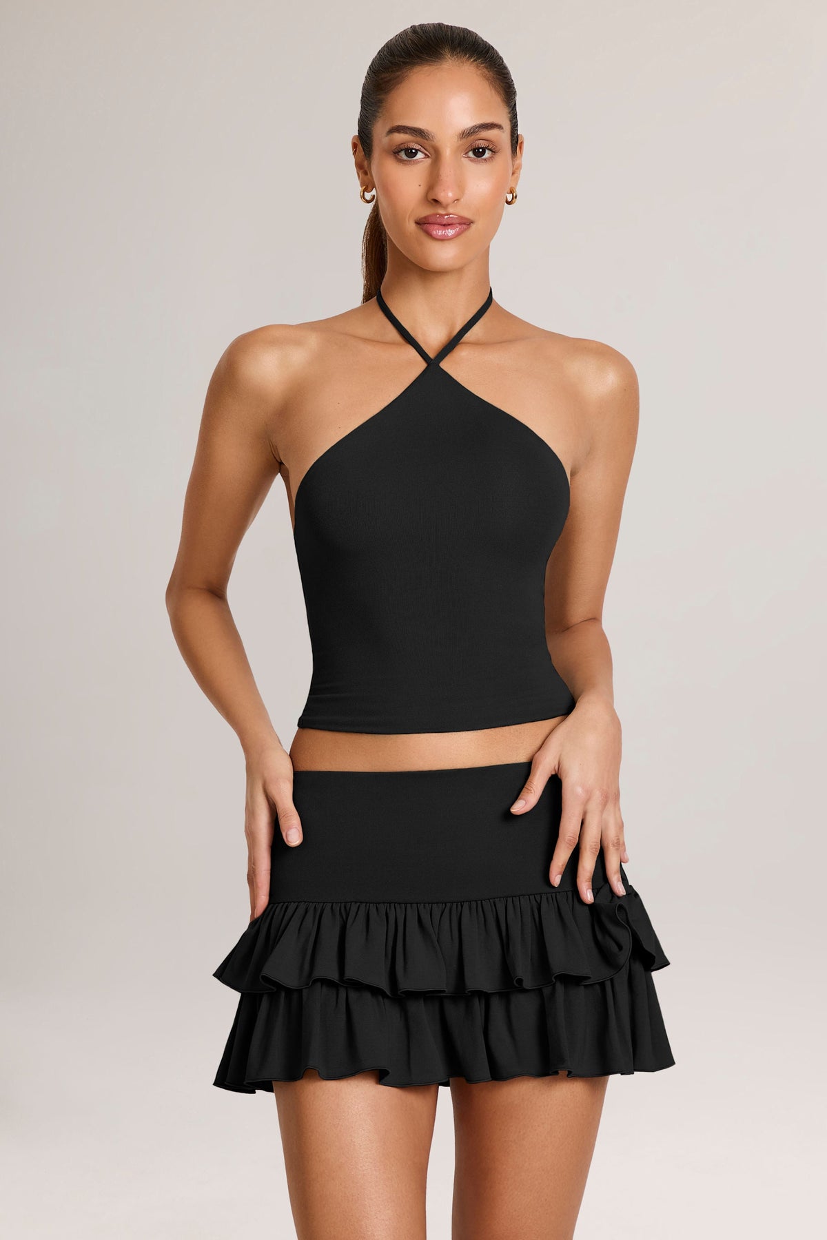 Chic Modal Halterneck Top in Black