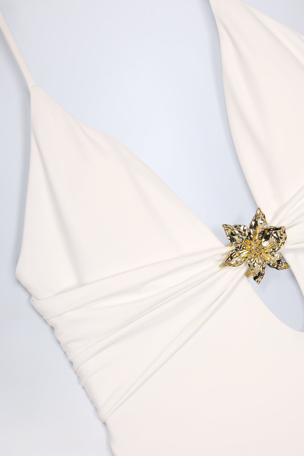 Chic Cut-Out Hardware-Detail Swimsuit in White