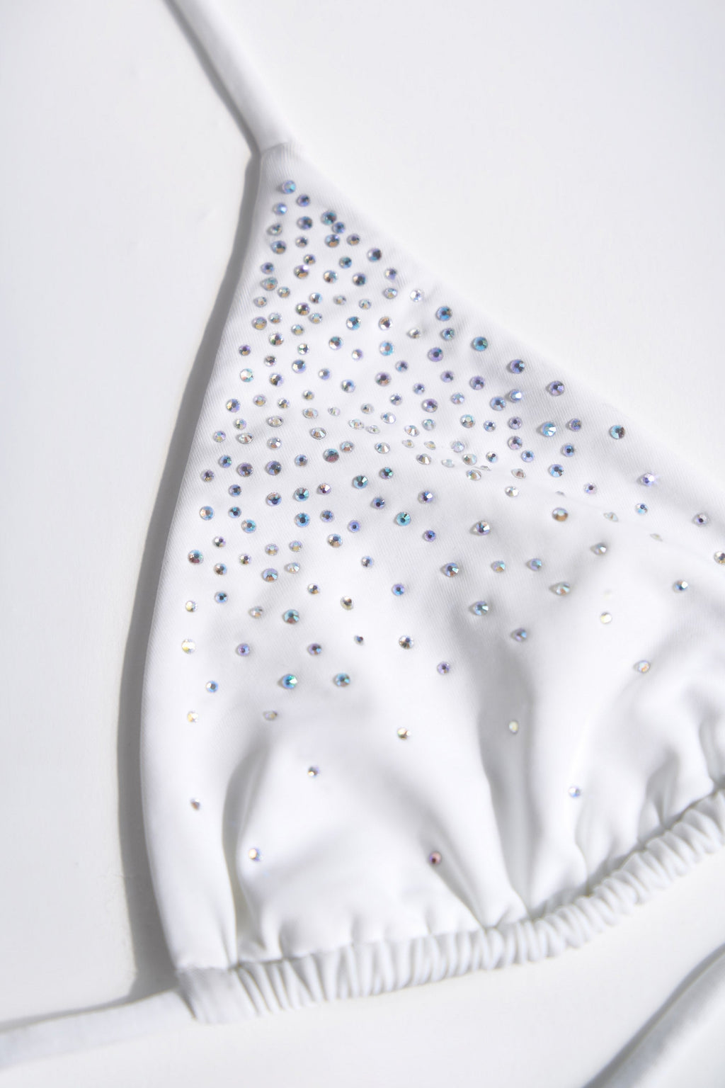 Chic Embellished Triangle Bikini Top in White