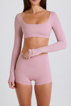 Chic High-Waist Mini Shorts in Mauve