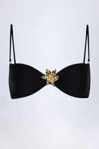 Chic Hardware-Detail Halterneck Bikini Top in Black