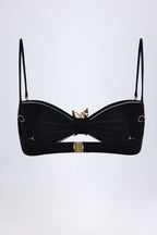 Chic Hardware-Detail Halterneck Bikini Top in Black