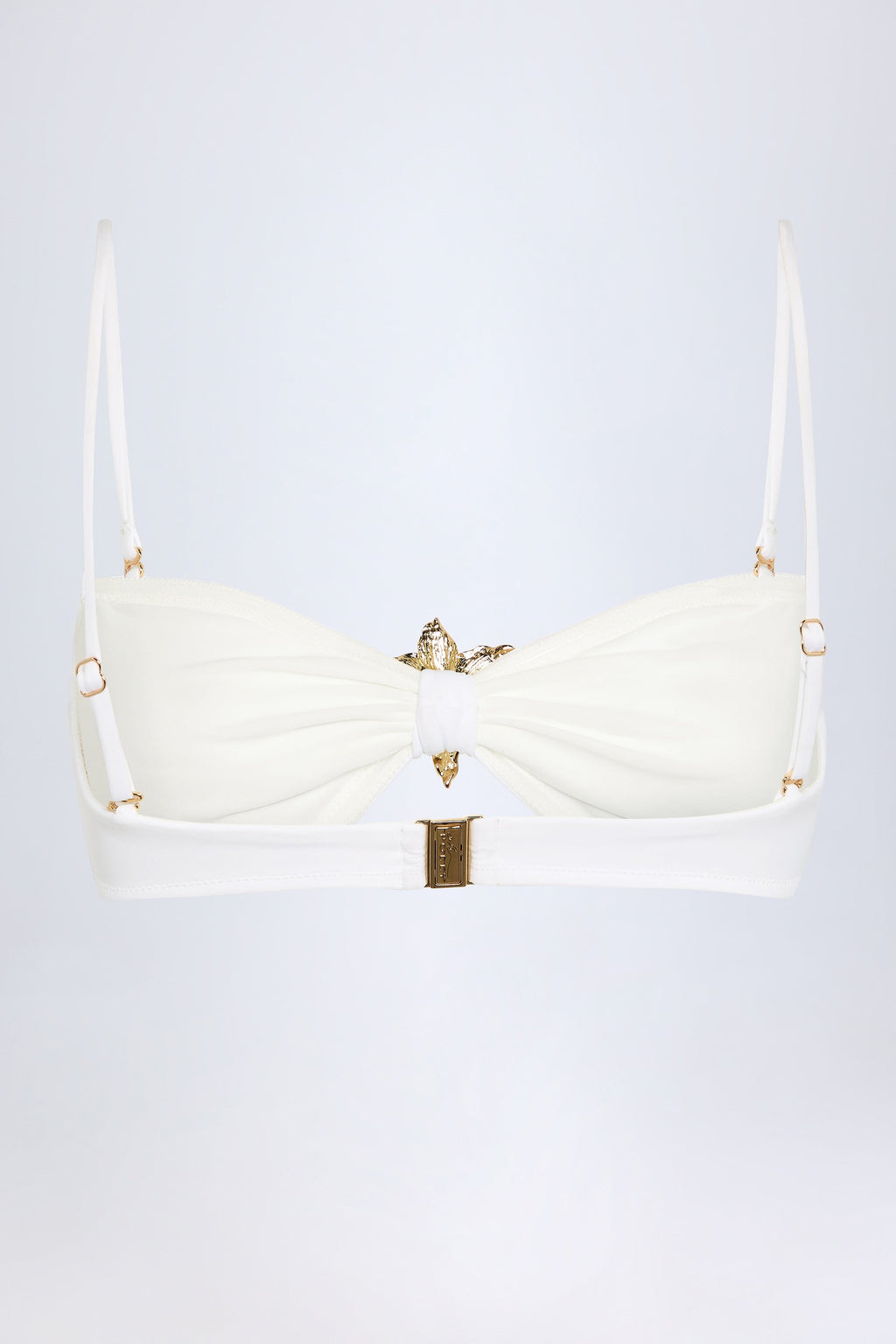 Chic Hardware-Detail Halterneck Bikini Top in White