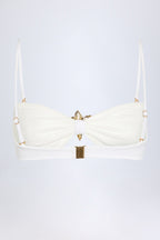 Chic Hardware-Detail Halterneck Bikini Top in White