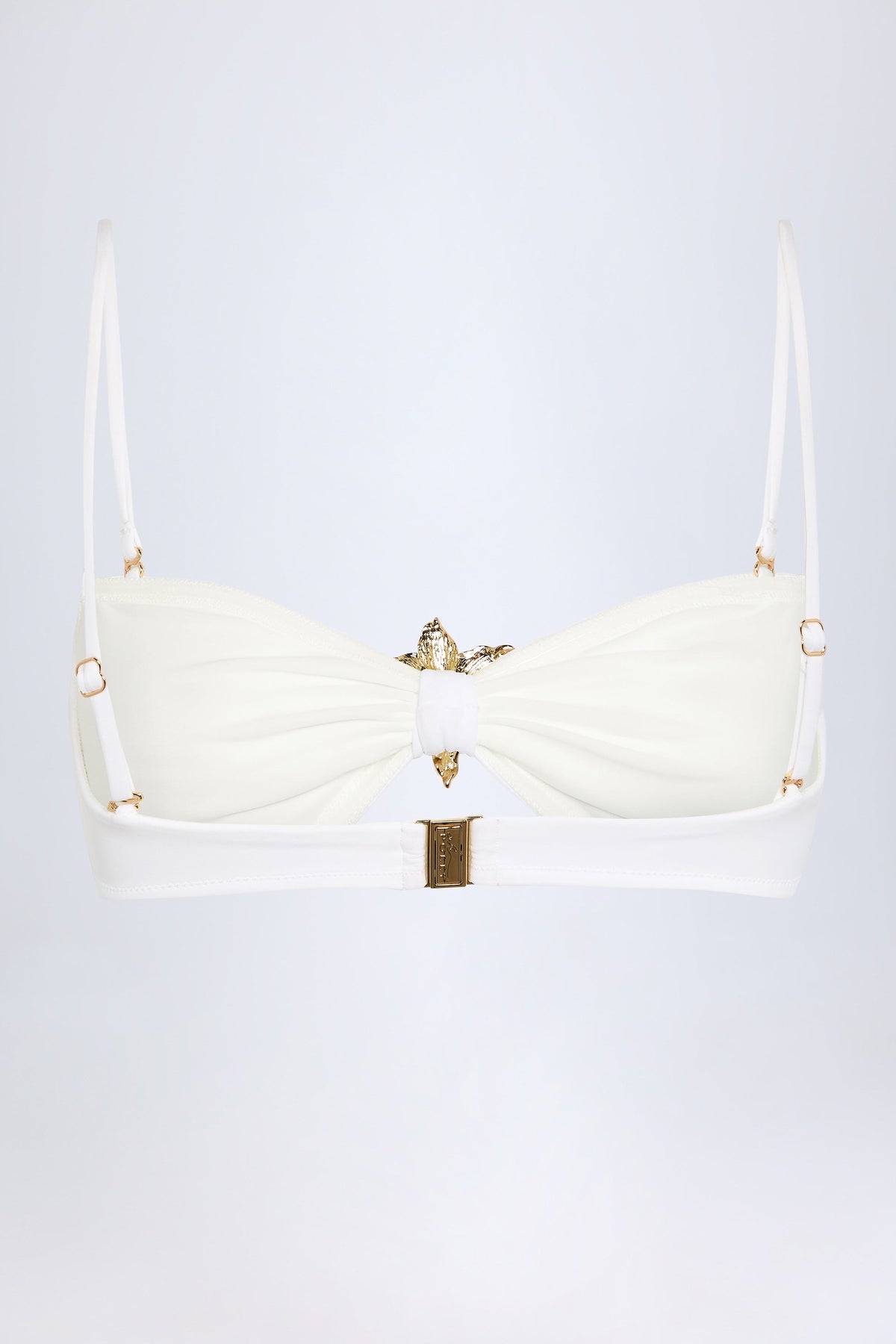 Chic Hardware-Detail Halterneck Bikini Top in White