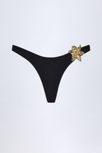 Chic Hardware-Detail Cheeky Bikini Bottoms in Black