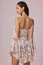 Chic Off-Shoulder Ruffled Mini Dress in Primrose Floral Print
